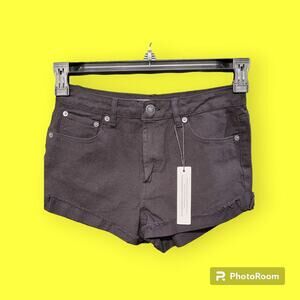 HIGHWAY JEANS WOMEN'S BLACK JEANS DENIM CUFFED SHORTS 5 B30.1